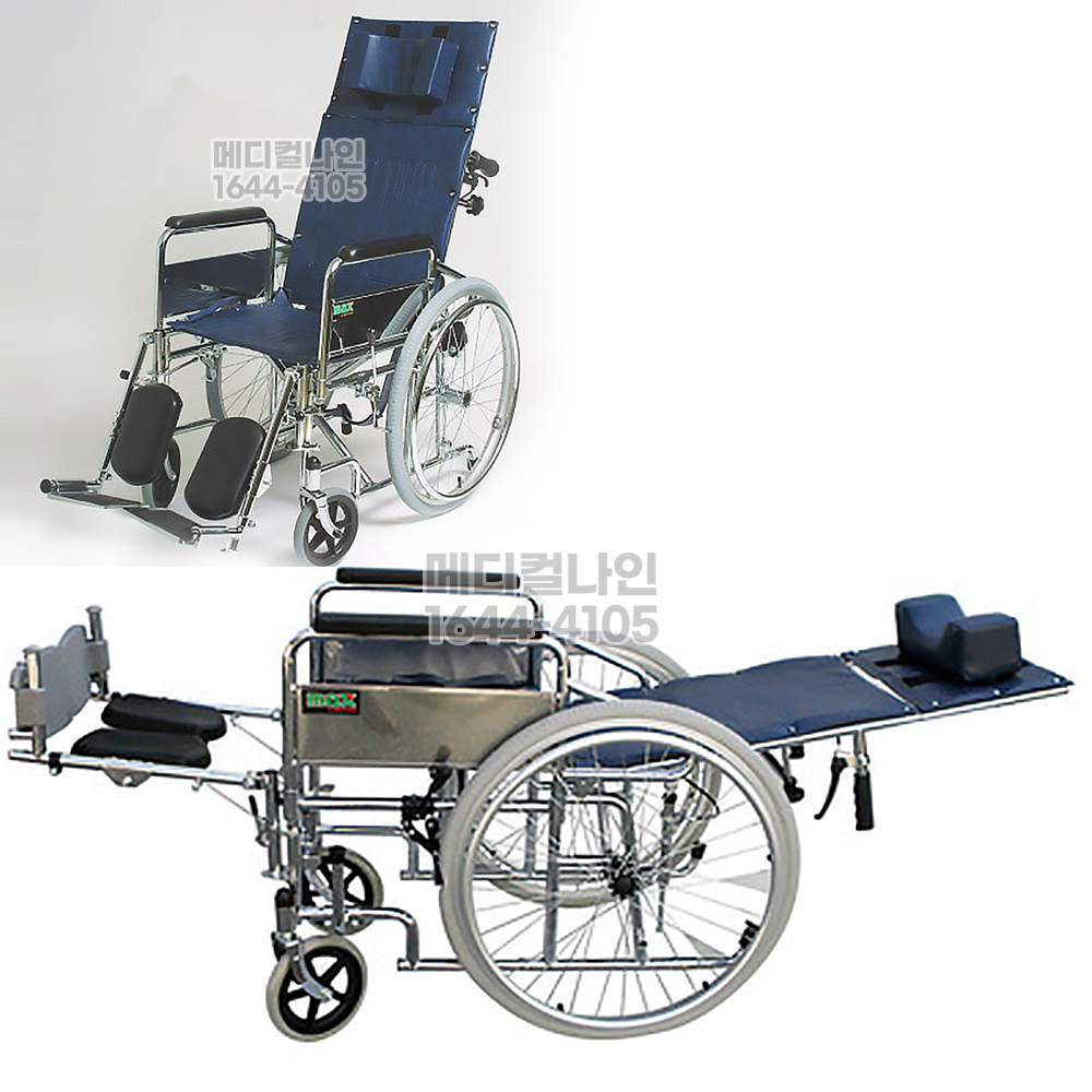 크롬도금 침대형 휠체어 MAX103 스틸 (병원용)